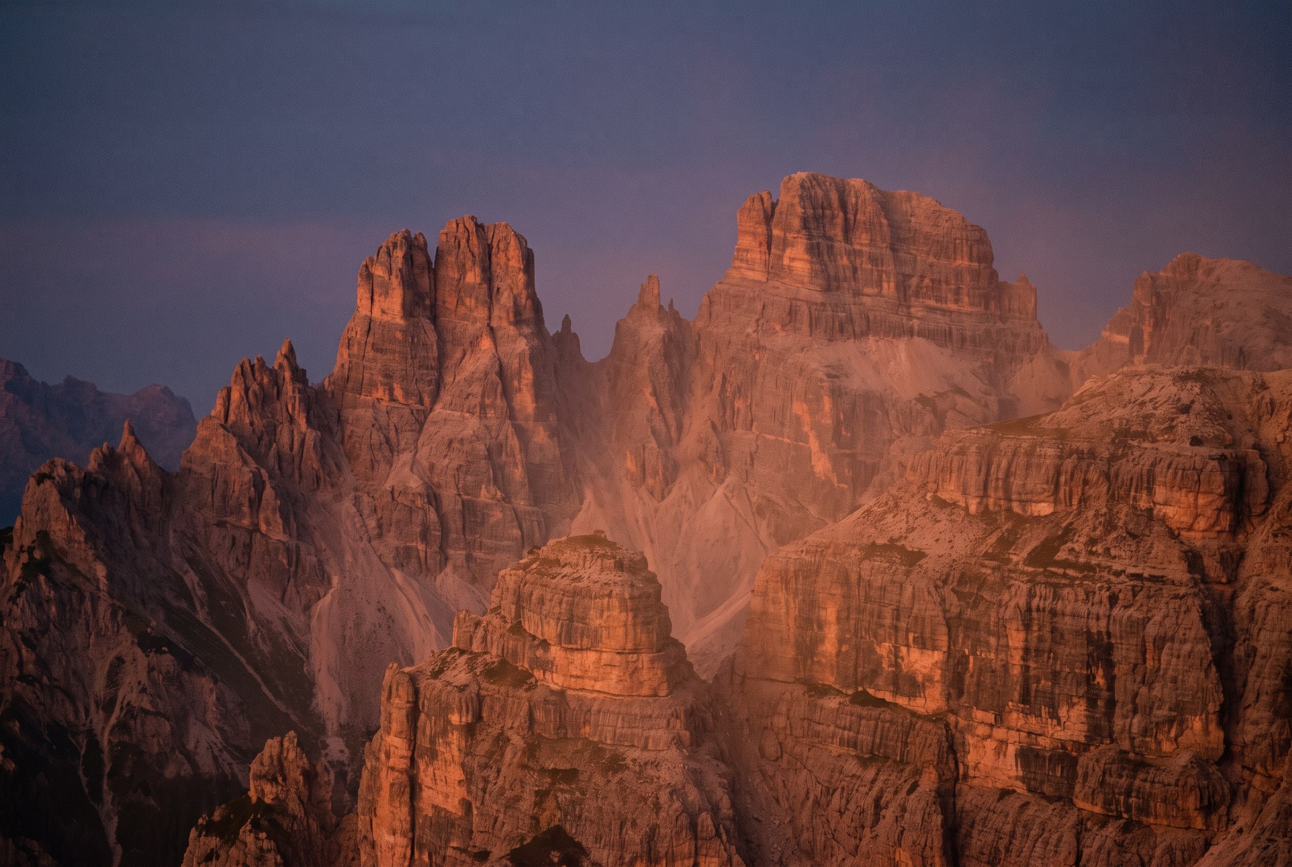 Peaks set alight.