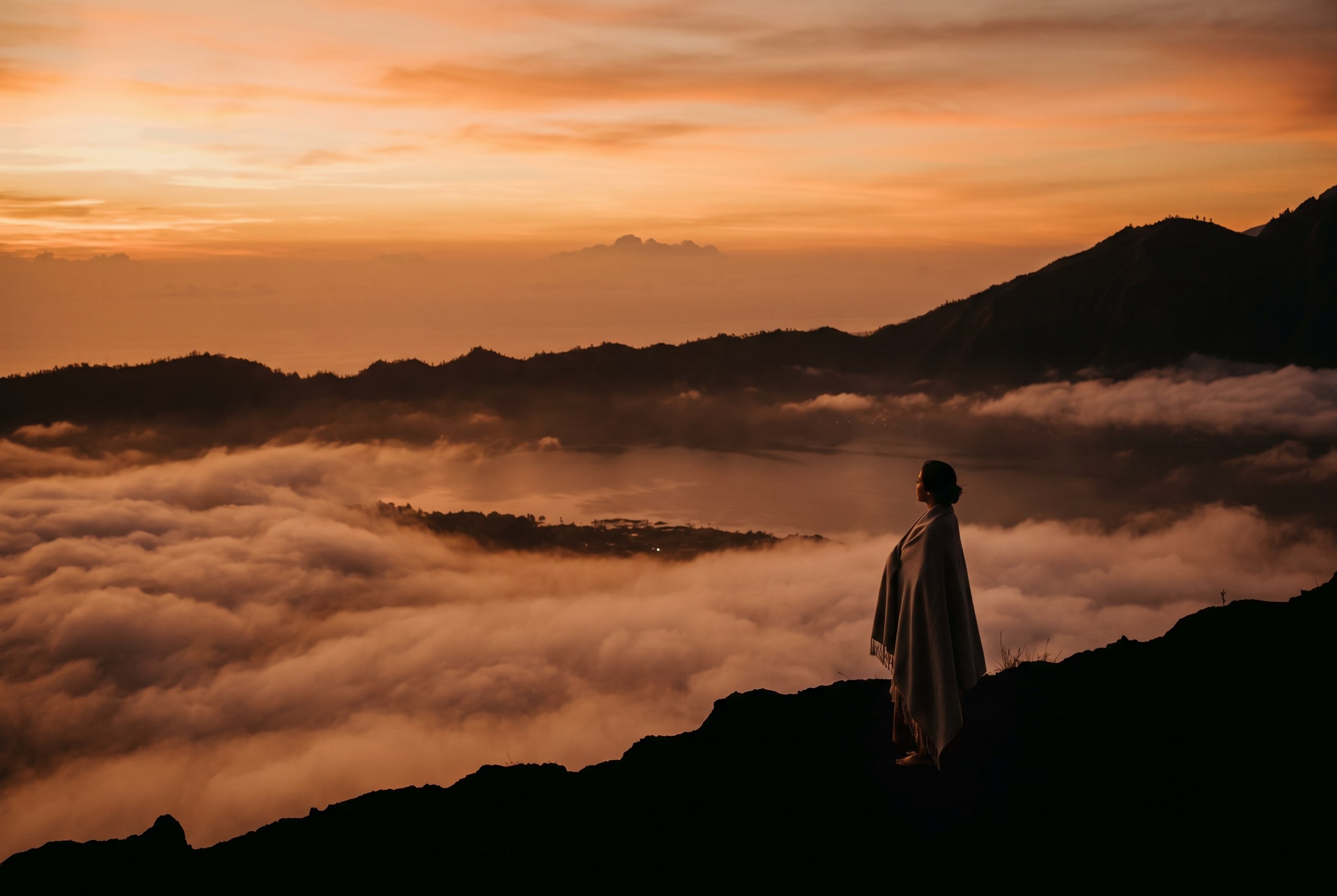 Sunrise above clouds.