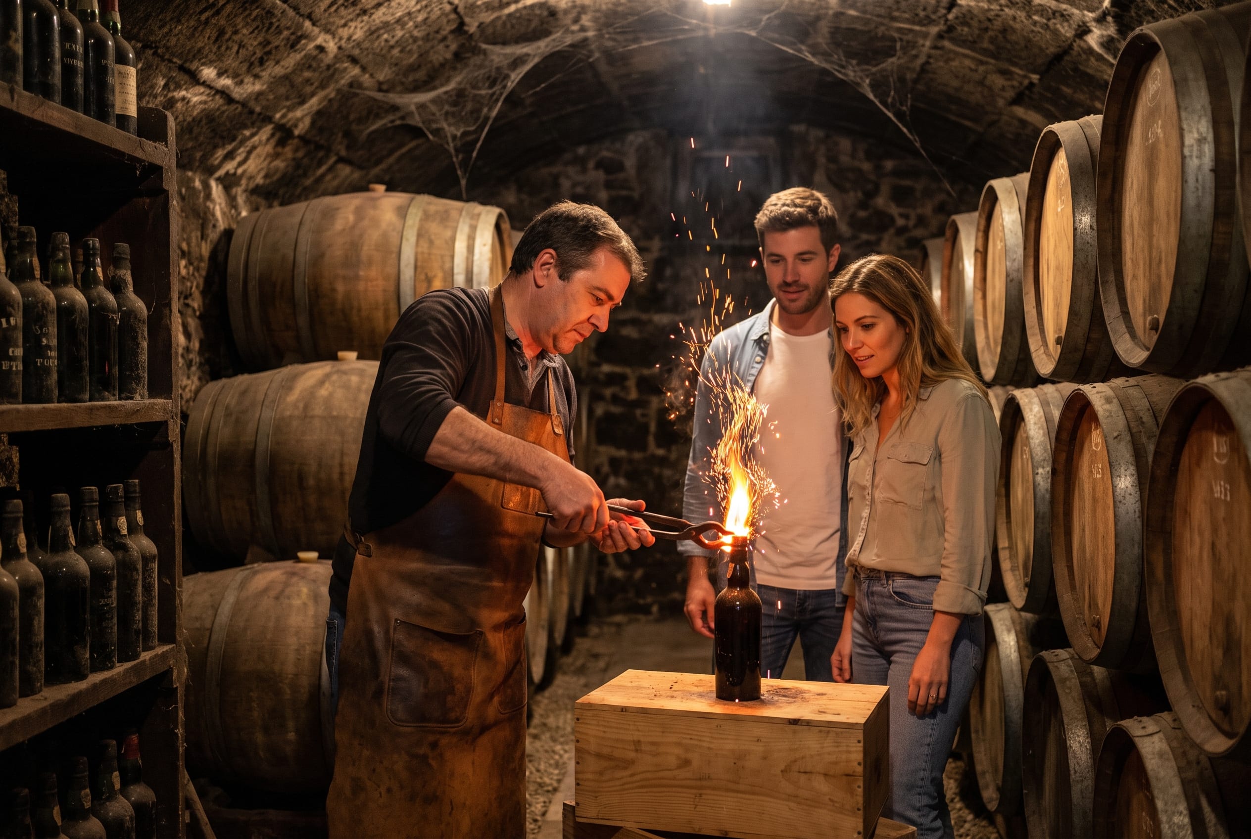 A vintage, opened by fire.