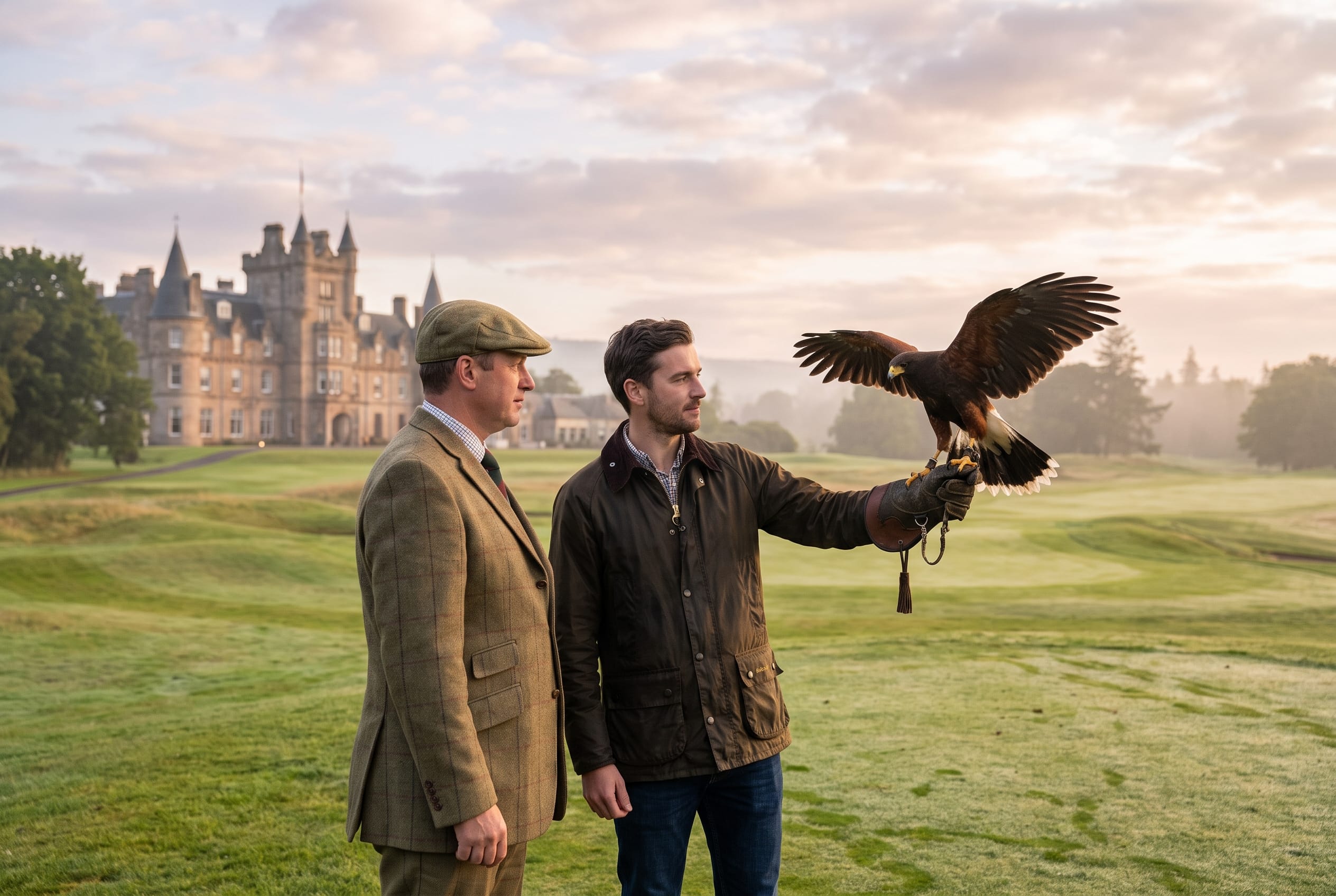 Falconry before the first tee.