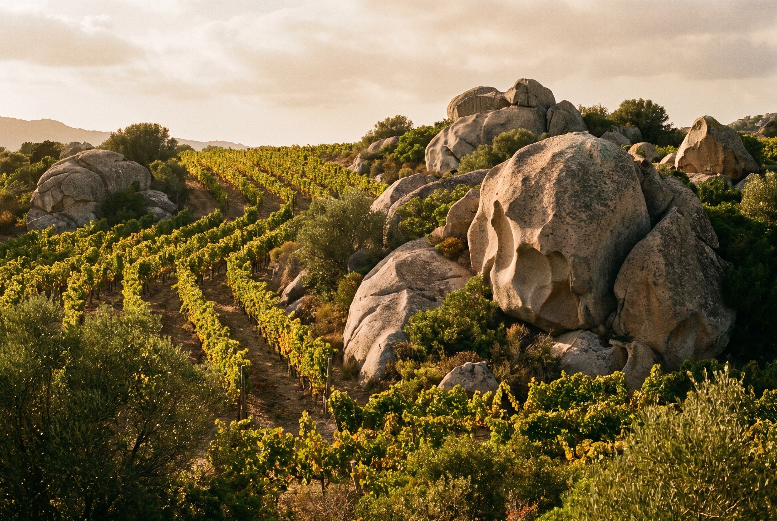 Vines between boulders.