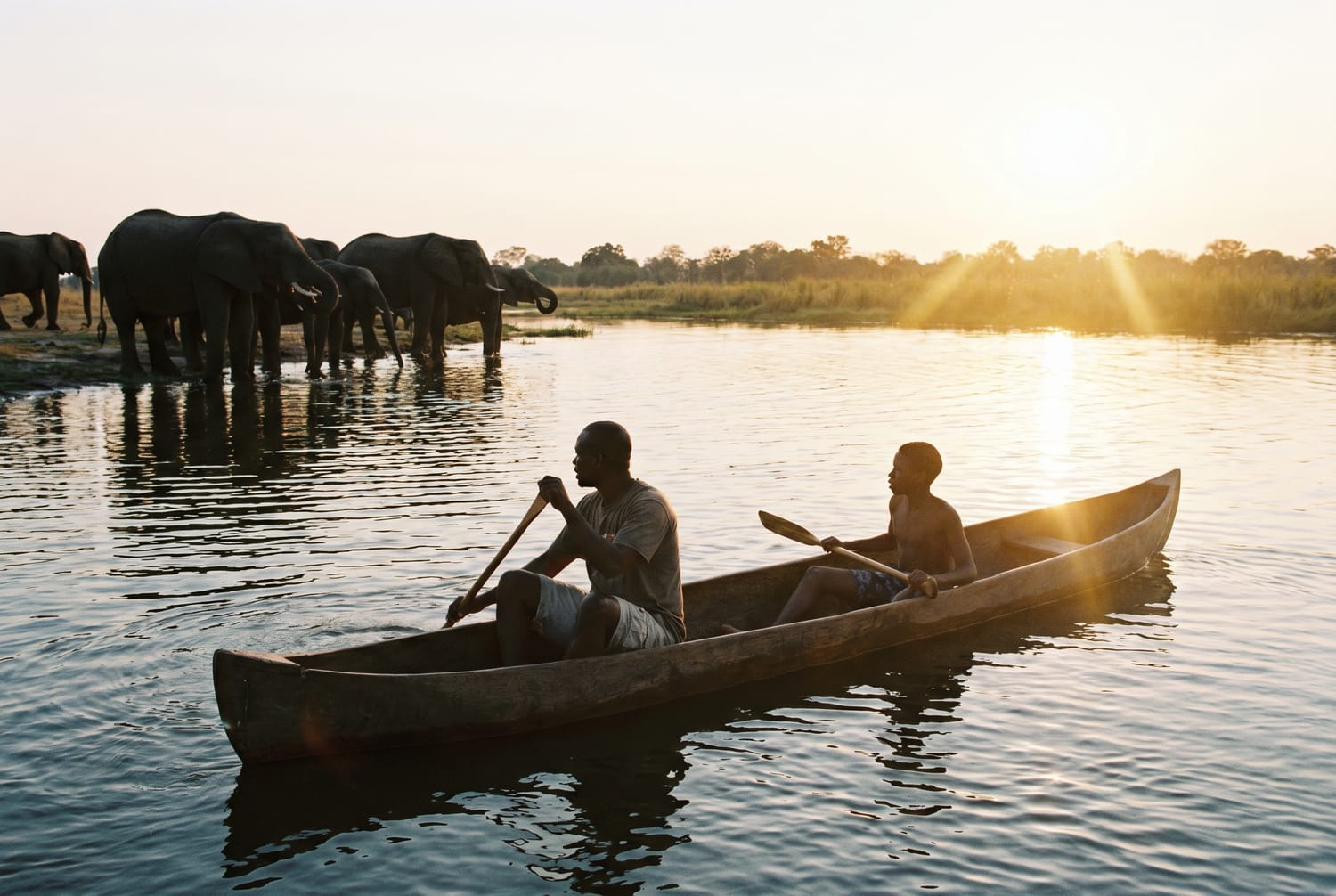 Paddling with giants.